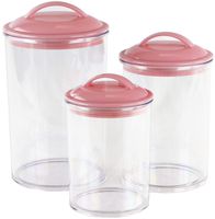 Reston Lloyd 11161 6pc Acrylic Canister Set, Set of 3, Pink