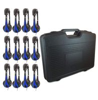 AVID Classroom Pack - 12 AE-35 Headphones Blue in Storage Case
