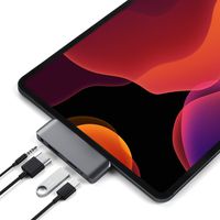 Satechi Aluminum Type-C Mobile Pro Hub Adapter with USB-C PD Charging, 4K HDMI, USB 3.0 & 3.5mm Headphone Jack - Compatible with 2018 iPad Pro, Microsoft Surface Go (Space Gray)