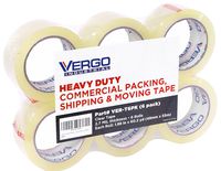 Vergo Industrial Heavy Duty Clear Packing Tape 2.7mil for Moving Packaging Shipping and Office (6 Pack)