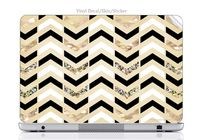 Laptop VINYL DECAL Sticker Skin Print Black Gold Silver (not actual glitter) Chevron Pattern Design Print Image fits 15.6" HP Pavilion (15-d038dx)