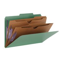 Smead Pressboard Classification File Folder with SafeSHIELD Fasteners, 2 Pocket Dividers, 2" Expansion, Legal Size, Green, 10 per Box (19083)