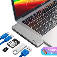 ﻿USB C Hub Adapter for MacBook Air 2019/2018, MacBook Pro 2019/2018/2017/2016 100W Dual Type C Hub with USB C Port, SD/TF Card Reader, 40Gbps Thunderbolt 3 and 2 USB 3.0 Ports