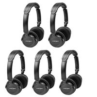 Five Pack of Two Channel Fold Flat Adjustable Child-Adult Size Universal Rear Entertainment System Infrared Headphones Wireless IR DVD Player Head Phones for in Car TV Video Audio Listening