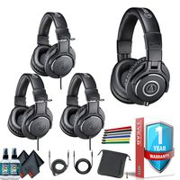 Audio-Technica ATH-PACK4 Professional Studio Headphones Pack (4 Headphones) with Carrying Case, 6Ave Cleaning Kits, Cable Ties and 1-Year Extended Warranty