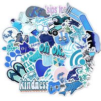 50pcs Cool Blue Aesthetic Stickers for Hydroflasks Laptop Waterbottle Skateboard, Waterproof Vinyl Cute Trendy VSCO Sticker Pack for Girls Teens