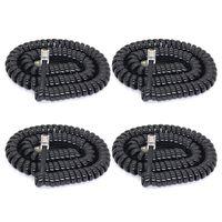 Telephone Handset Cord Detangler Cable Pure-Copper Coiled 1.2 to 10 Feet Uncoiled Landline Phone Spiral Curly Cable Extension Modular Wire Lead Standard RJ9 4p4c Plug (Black-4pcs)
