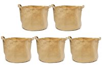 247Garden 20-Gallons Tan Fabric Pots w/Handles & Black Base, 5-Packs Planter Aeration Grow Bags for Flowers, Vegetables, Potato, Tomato & Baby Fruit Plants ...