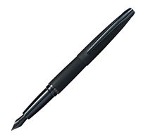 Cross ATX Brushed Black PVD Fountain Pen with Etched Diamond Pattern and Stainless Steel Fine Nib plated with Polished Black PVD