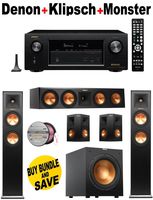 Denon-AVRX3200W + 2 Klipsch-RP250FBK + Klipsch-RP440CBK + 2 Klipsch-RP240SBK + Klipsch-R12SW + Monster Cable-PLATXPMS50 Bundle