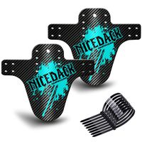NICEDACK Bike Fender, MTB Mud Guard Front and Rear Compatible, Downhill Mountain Bike Mudguard Fits 20" 26" 27.5" 28 29 inch and Fat Bicycle Black+Cyan