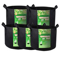 VIVOSUN 5-Pack 1 Gallon Heavy Duty Thickened Nonwoven Fabric Pots Grow Bags with Handles