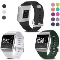 SKYLET Compatible with Fitbit Ionic Bands, 3 Pack Soft Replacement Sport Wristbands Compatible with Fitbit Ionic Smart Watch with Buckle Men Women(Black, White, Dark Green Large)