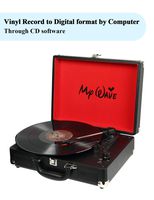 MyWave Turntable Portable Suitcase Record Player with Built-in Stereo Speakers,Vinyl-to-PC Recording,AUX in,RCA Out,Headphone Jack