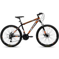 Hiland 26 Inch Mountain Bike Aluminum MTB Bicycle with 17 Inch Frame Kickstand Disc-Brake Suspension Fork Cycling Urban Commuter City Bicycle Black Orange