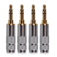 HTTX 3.5mm Male Audio Stereo Jack Soldering Repair Replacement Adapter for TRS Headphone Gold Plated (4-Pack)