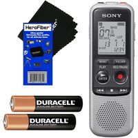 Sony ICD-BX140 MP3 Digital Voice IC Recorder with Built-in 4GB + 2 AAA Batteries + HeroFiber Ultra Gentle Cleaning Cloth