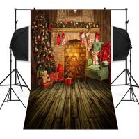 Iusun Christmas Backdrops For Photography, Christmas Party Tree Vinyl 3x5FT Fireplace Background Photography Studio (D)