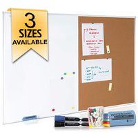 White Board and Cork Board Combination 48 x 36, Large Magnetic Bulletin Board for Home or Office, Versatile Wall Mounted Dry Erase Board | Message & Memo Board | Markers, Eraser, Push Pins Included