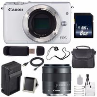 Canon EOS M10 Mirrorless Digital Camera Body Only (White) (International Model) + 8GB Memory Card