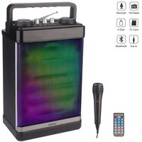 RHM Portable Karaoke Speaker with Microphone,PA System Bluetooth Speaker,Karaoke Machine with Rechargeable Battery&LED Lights&Remote Control,Bluetooth/AUX/USB/SD/FM Radio for Home,Party,Picnic