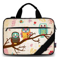 iColor 15" Canvas Laptop Shoulder Messenger Bags 14" 15.4 Inch Office Briefcase 15.6" Computer PC Notebook Tablet Handle Cases Carrying Sleeve Cover Holder (14"~15.6", Owl)