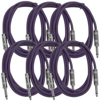 Seismic Audio SASTSX-6Purple-6PK 6-Feet TS 1/4-Inch Guitar, Instrument, or Patch Cable, Purple