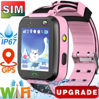 [WiFi Locator] GPS Tracker Watch,Kids Smartwatch Phone,Waterproof Girls Boys Smart Watch Fitness Tracker with SIM Card Pedometer Games Calls Camera Alarm Wrist Bracelet Kids Xmas Birthday Gift (Pink)