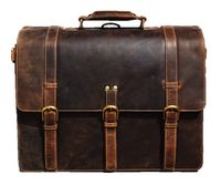 Urban dezire 17 Inch Genuine Leather Briefcase Satchel Shoulder Messenger Rugged Vintage Laptop Bag