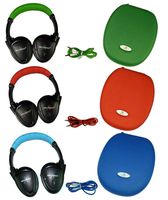 Wisconsin Auto Supply MDZHP-FF-RED(1) GRN(1) Blue(1)-(3) Green Wireless Headphone (2 Channel Fold Flat DVD Player with Case and 3.5 mm Auxiliary Cord), 3 Pack