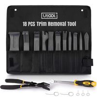 UTOOL Trim Removal Tool Kit Pro 18pcs for Auto Car Door Trim Panel Removal with Clip Fastener Remover Pliers and Radio Audio Stereo Removal Tools Black