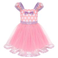 Toddler Girl Princess Polka Dots Christmas Birthday Costume Bowknot Ballet Leotard Tutu Dress up+3D Mouse Ear Headband Y# Pink+ Light Purple 2-3 Years