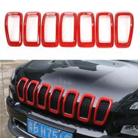 FMtoppeak Red Car Accessories Front Grille Inserts Mesh Grill Cover for Jeep Cherokee 2014-2017