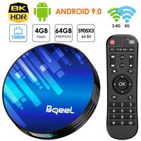 Android TV Box 9.0 4GB RAM 64GB ROM, Bqeel TV Box Android S905X3 Quad-Core 64bit with Dual-WiFi 2.4GHz/5GHz, 3D Ultra HD 8K H.265 1000M, BT 4.0 USB 3.0 Smart TV Box