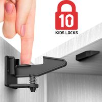 Kitchen Cabinet Locks Child Safety - 10 Pack Adhesive Child Proof Cabinet Locks - Baby Safety Cabinet Locks - Child Locks for Cabinets and Drawers - Corner & Door Guards, Socket Covers - E-Book Story