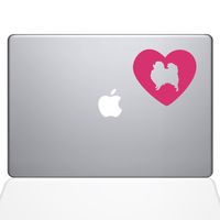 The Decal Guru Heart Pomeranian Decal Vinyl Sticker, 11" MacBook Air, Pink (1603-MAC-11A-BG)