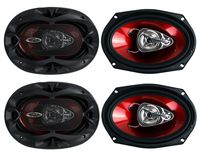 4) New BOSS CH6930 6x9" 400W 3-Way Car Coaxial Audio Stereo Speakers Red