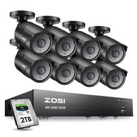 ZOSI Ultra HD 4k Security 8 Camera System, H.265+ 4K 8 Channel Surveillance DVR Recorder with 8 x 4K (8MP) CCTV Bullet Camera Outdoor Indoor,100ft Night Vision, 2TB Hard Drive, Remote Access