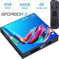 pendoo Android TV Box 4GB RAM 64GB ROM, X10 PRO Android 9.0 TV Box RK3318 Quad-Core 64Bits Dual WiFi 2.4G/5GHz Bluetooth 3D 4K Ultra HD H.265 USB 3.0 Android Box