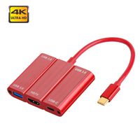 USB C HDMI HUB, Onten 5 in 1 Type C to HDMI USB PD Adapter (red)