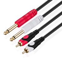 LiuTian Dual 1/4 Inch to Dual RCA Audio Cable Male 6.35mm 1/4" Phono Mono to RCA Connector Wire Cord Plug Jack 15ft