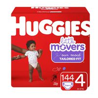 Huggies Little Movers Baby Diapers, Size 4, 144 Ct, One Month Supply
