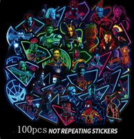 100 Pieces Night Light Superhero Vinyl Waterproof Stickers for Car, Laptop, Luggage, Skateboard, Motorcycle, Bicycle Decal Graffiti Patches