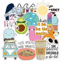 VSCO Stickers for Hydro Flask, Girls Stuff Cute Waterproof Trendy Stickers for Water Bottles, Laptops, Phones,Travel, Luggage Extra Durable 100% Vinyl(25 Pack)