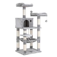 FEANDREA 56 inches Multi-Level Cat Tree with Hammock, Cat Tower for Large Cats UPCT15W