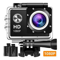 FiveblessingAction Camera 1080P Waterproof Sports Cam 140 Degree Ultra Wide Angle Lens with 2 Pcs Rechargeable Batteries and Mounting Accessories Kit