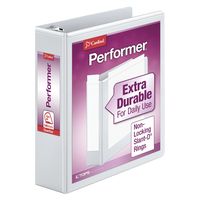 Cardinal Performer 3-Ring Binder, 2", Non-Locking Slant-D Rings, 540-Sheet Capacity, ClearVue Presentation Binder, Nonstick, PVC-Free, White (17500)