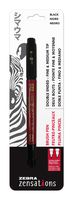 Zebra Pen Zensations Brush Pen, Double Ended, Medium and Fine Brush Tip, Black Water-Resistant Ink, 1-Pack