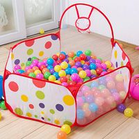 Kids Indoor Pop Up Ball Play Tent,PortableFun Playhouse Ball Pit Pool Playpen with Basketball Hoop - Great Outdoor Toddler Toys-Balls Not Included (Ball Pit with Basketball Hoop)