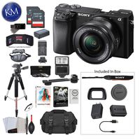 Sony Alpha a6100 Mirrorless Digital Camera with 16-50mm Lens with Premium Bundle: Includes - Tripod, Flash, Lens Filters, and Corel Software